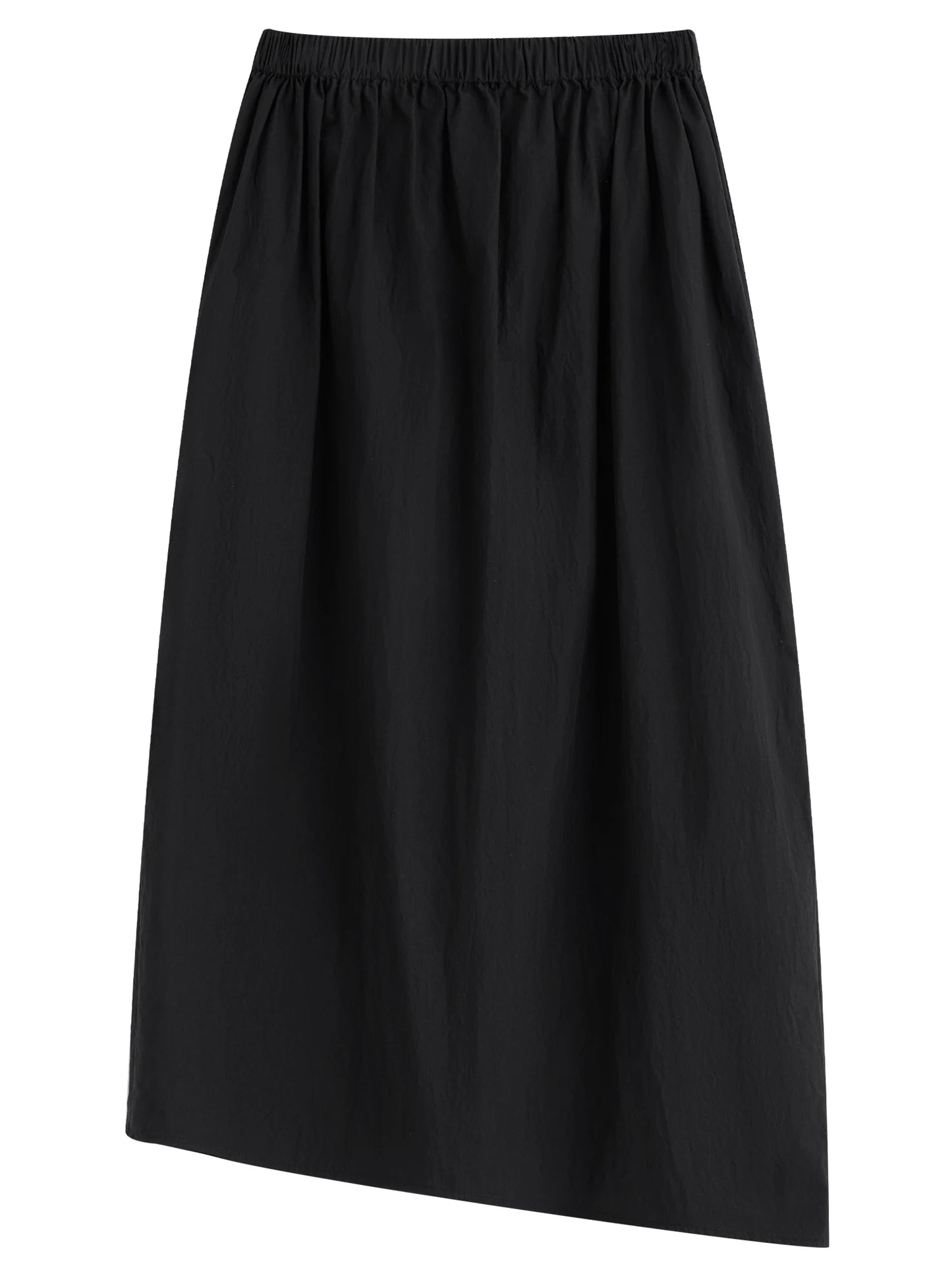 Black Drawstring Asymmetric Maxi Skirt