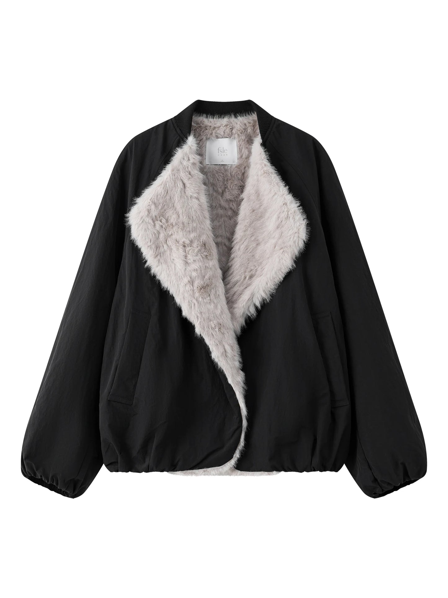 Black Faux Fur Collar Jacket