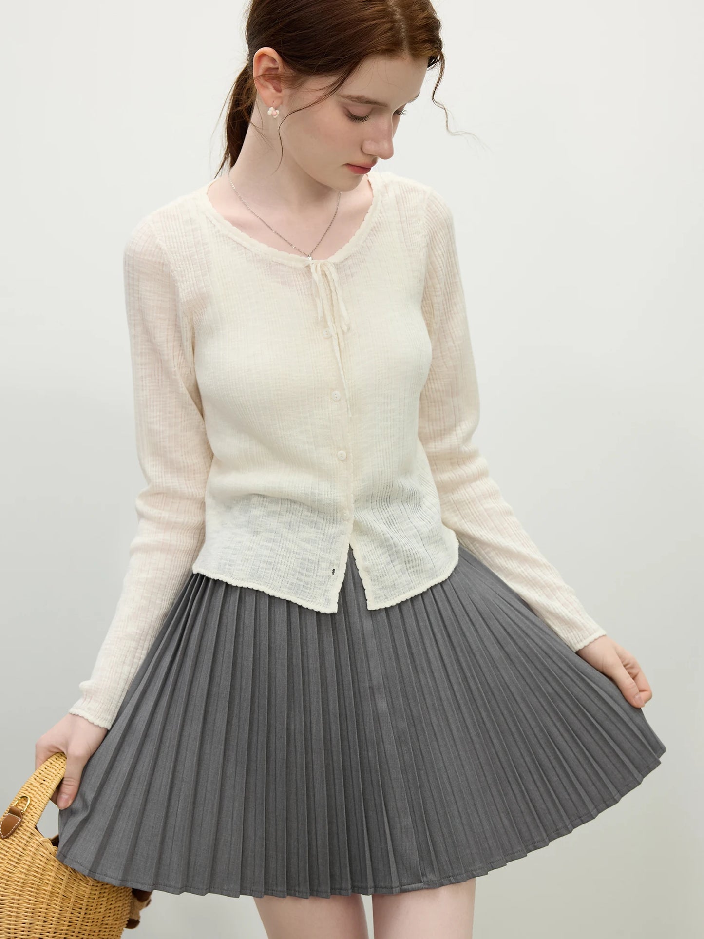 Powder Blue Sheer Knit Cardigan