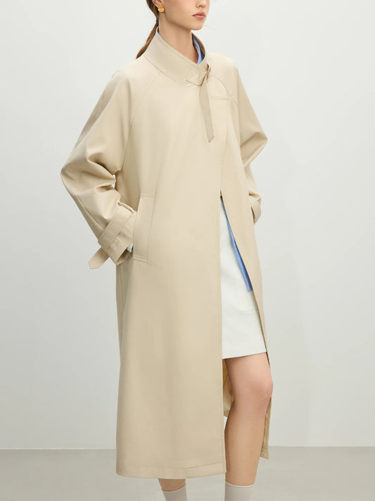 Ivory Stand Collar Long Trench