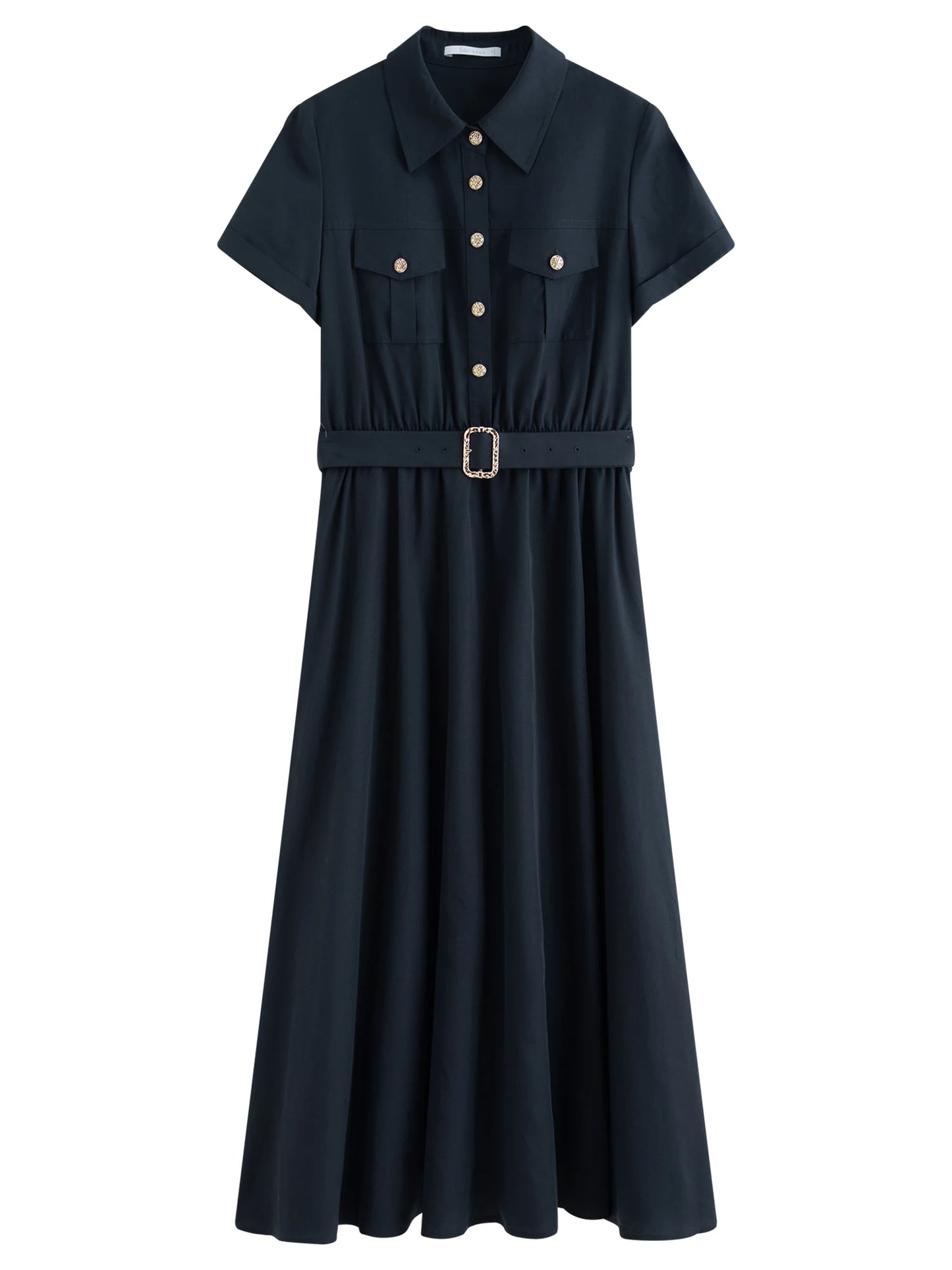 White Belted Shirt Midi Dress