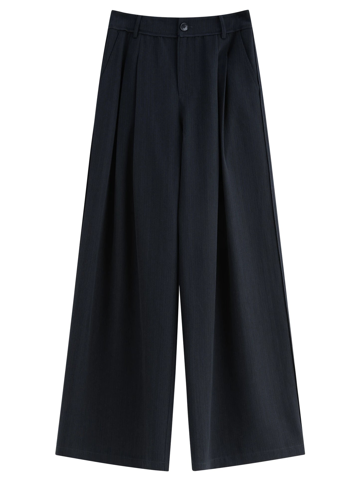 Brown Pleated Wide Leg Trousers
