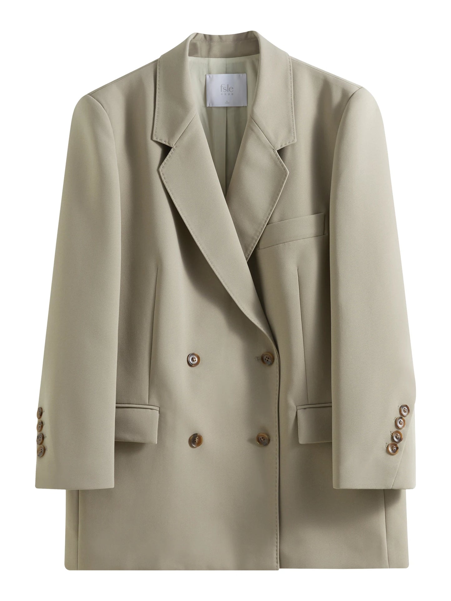 Taupe Double Breasted Oversized Blazer