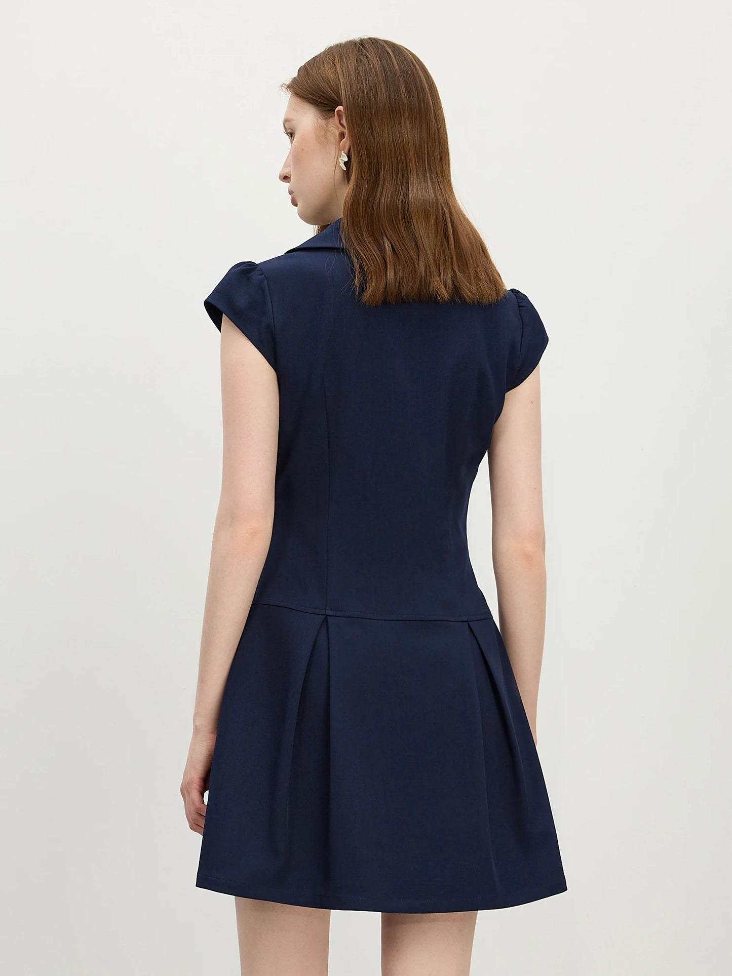 Navy Button Front Mini Dress