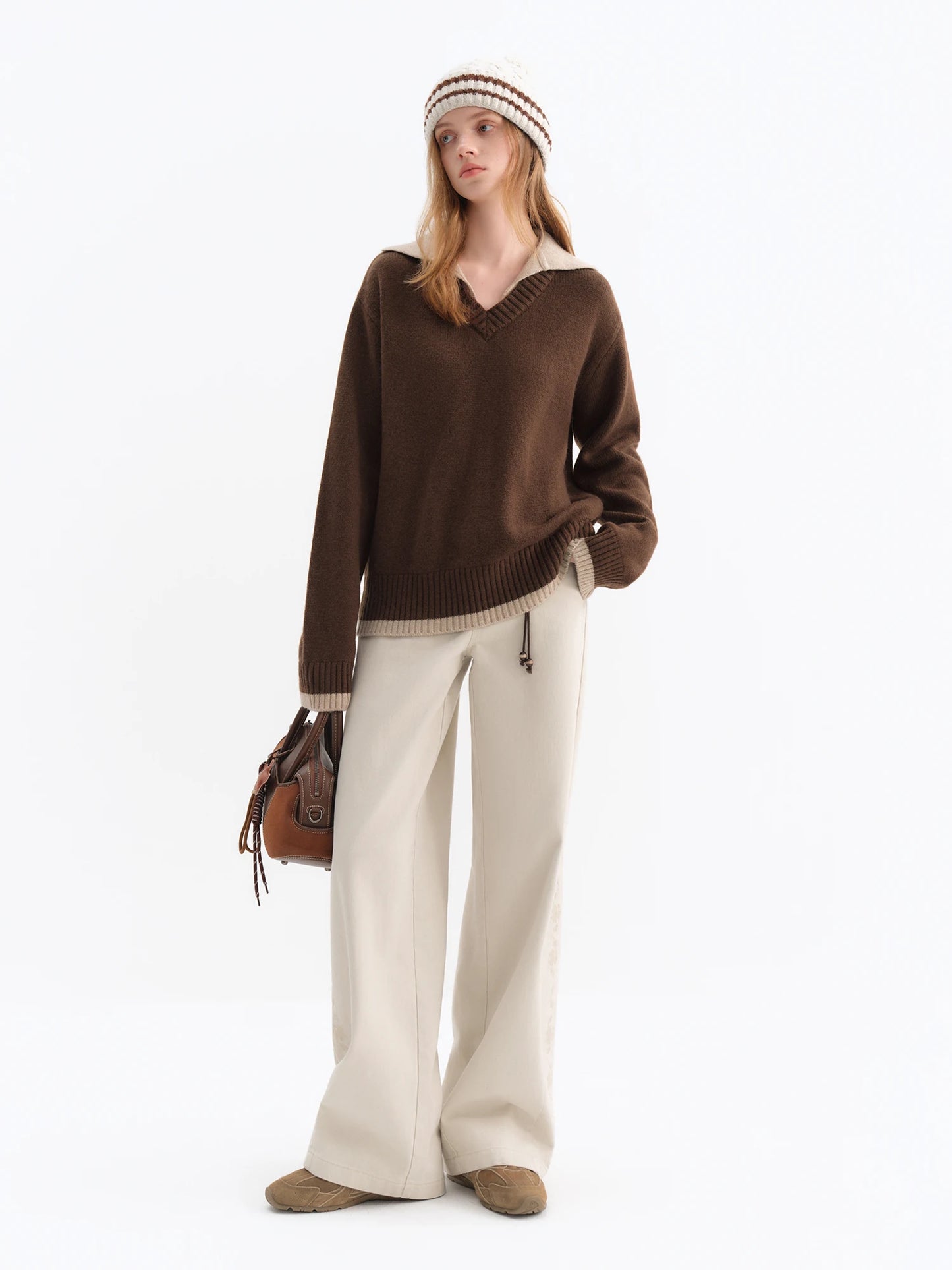 Charcoal Layered Collar Knit Sweater