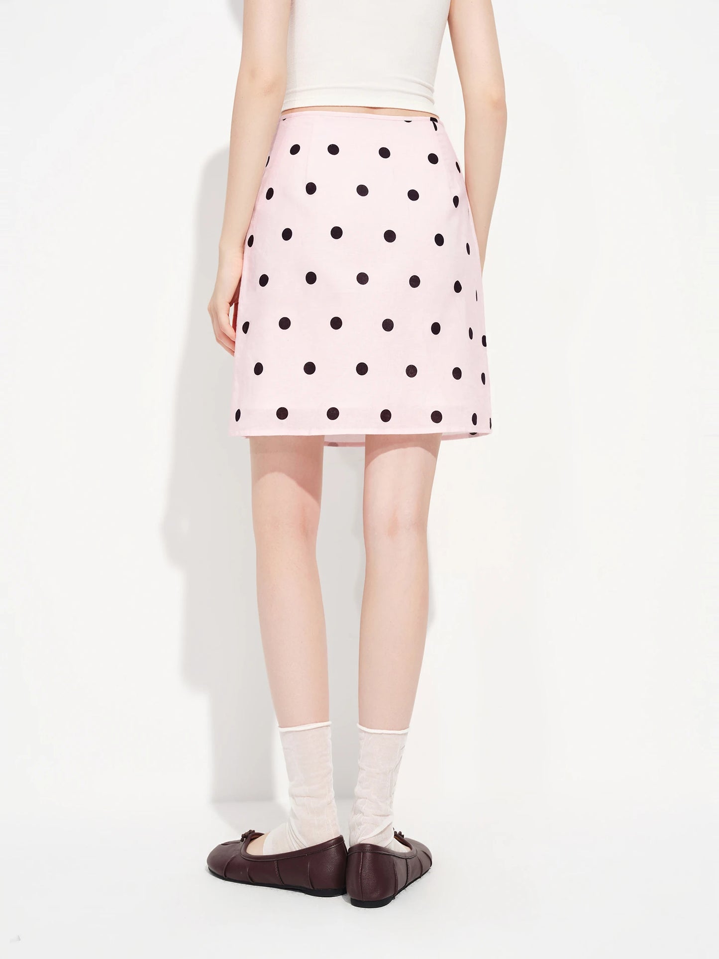 Blush Polka Dot A-Line Mini Skirt