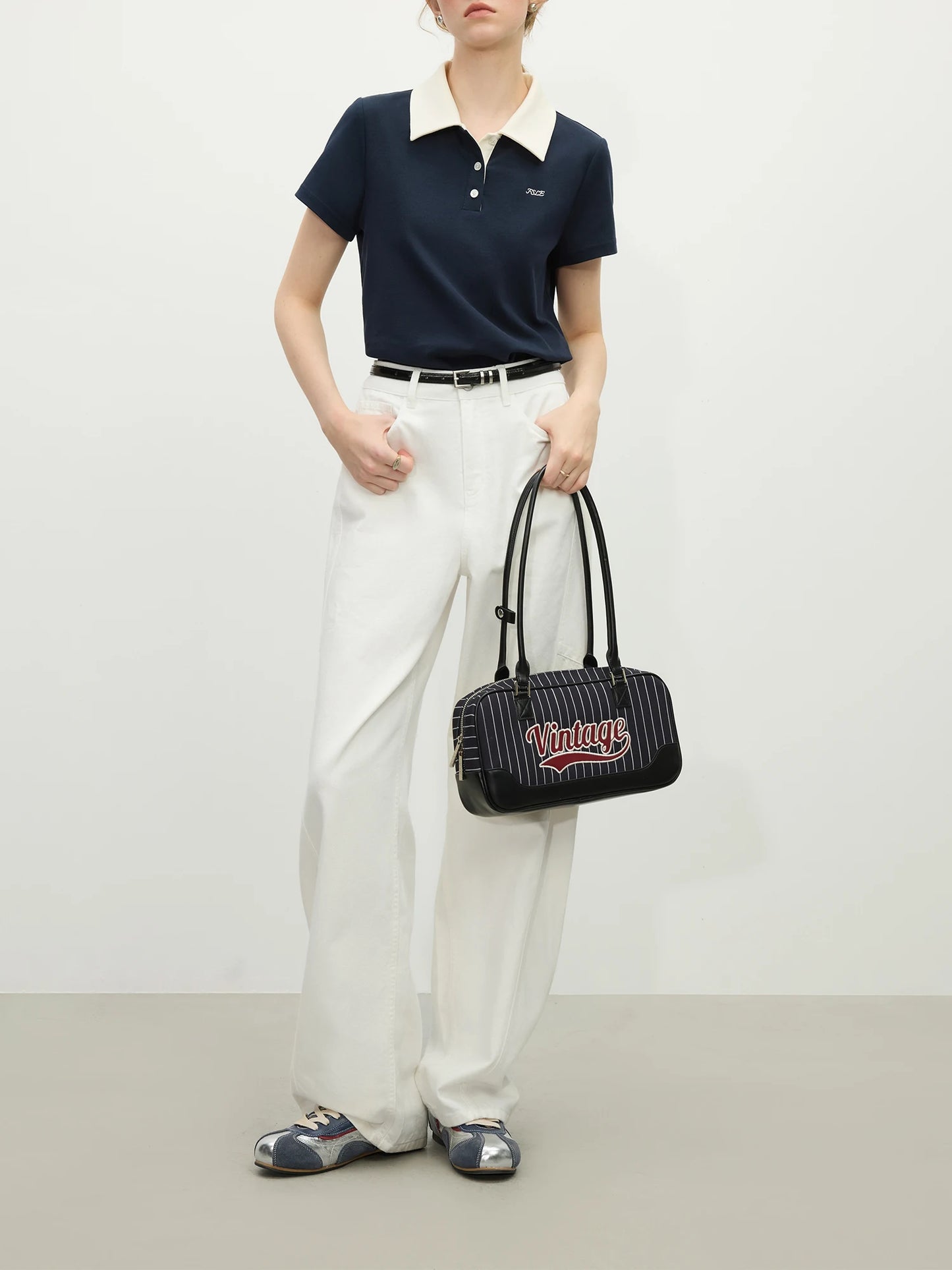 Navy Contrast Collar Polo Shirt