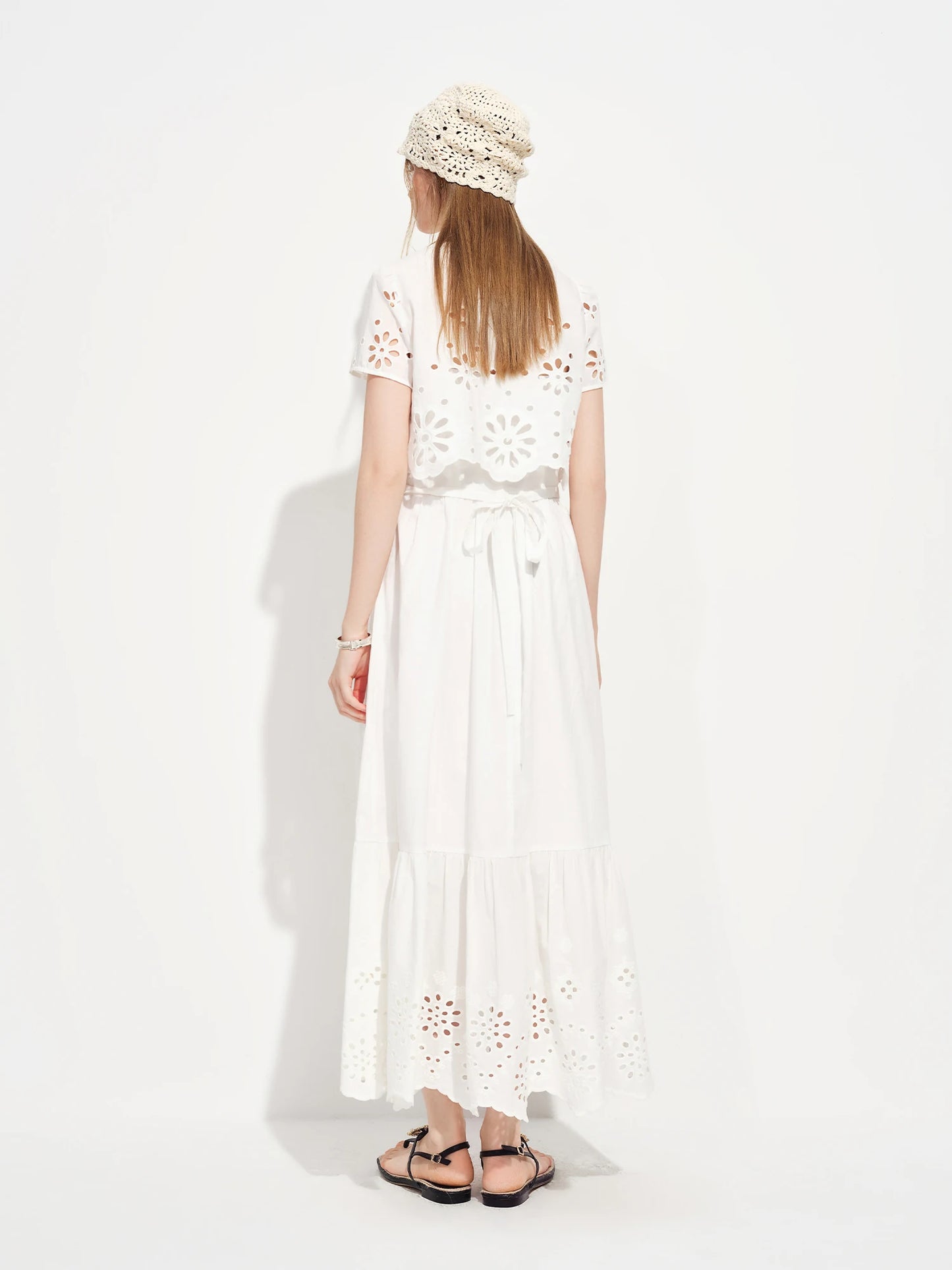 White Lace Two Piece Maxi Dress