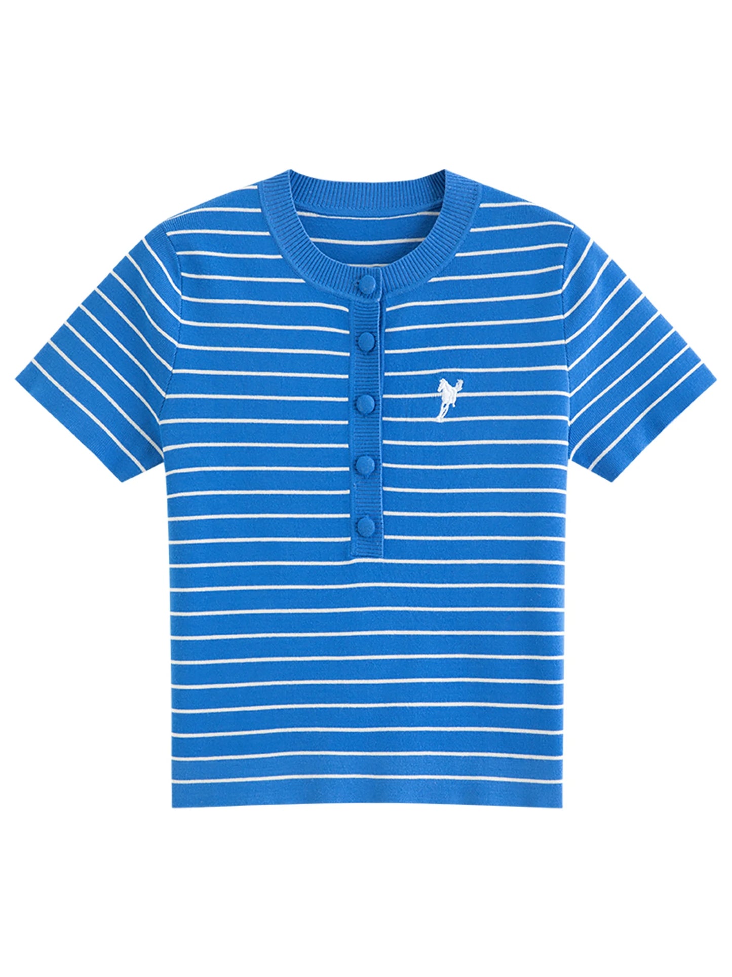 Red Striped Tie Neck Polo Top