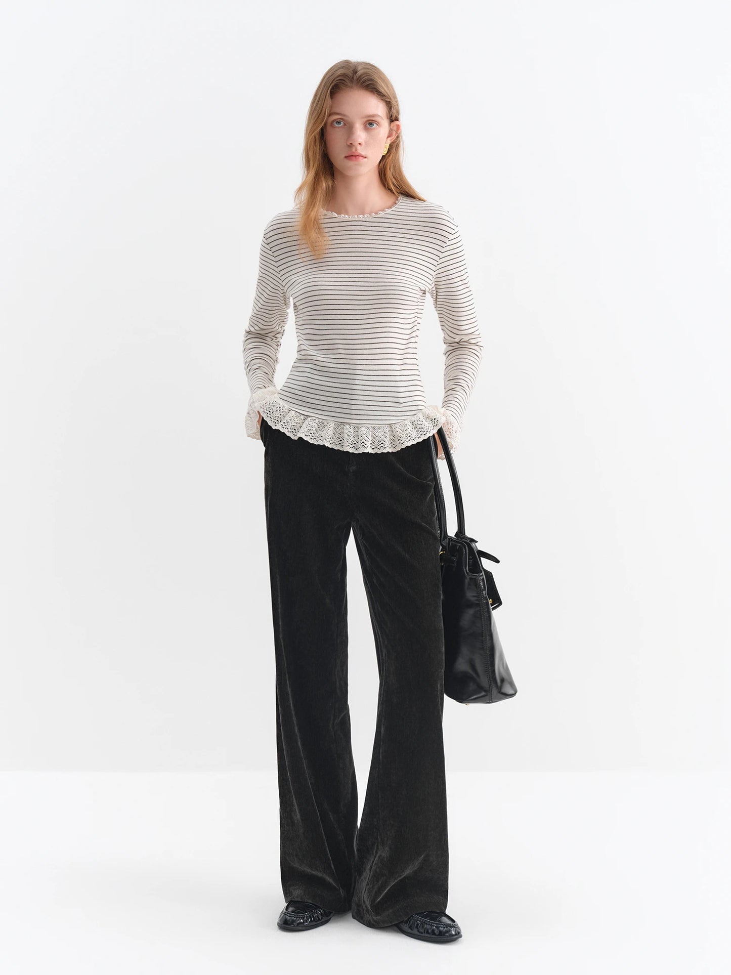 Black Velvet Straight Leg Pants