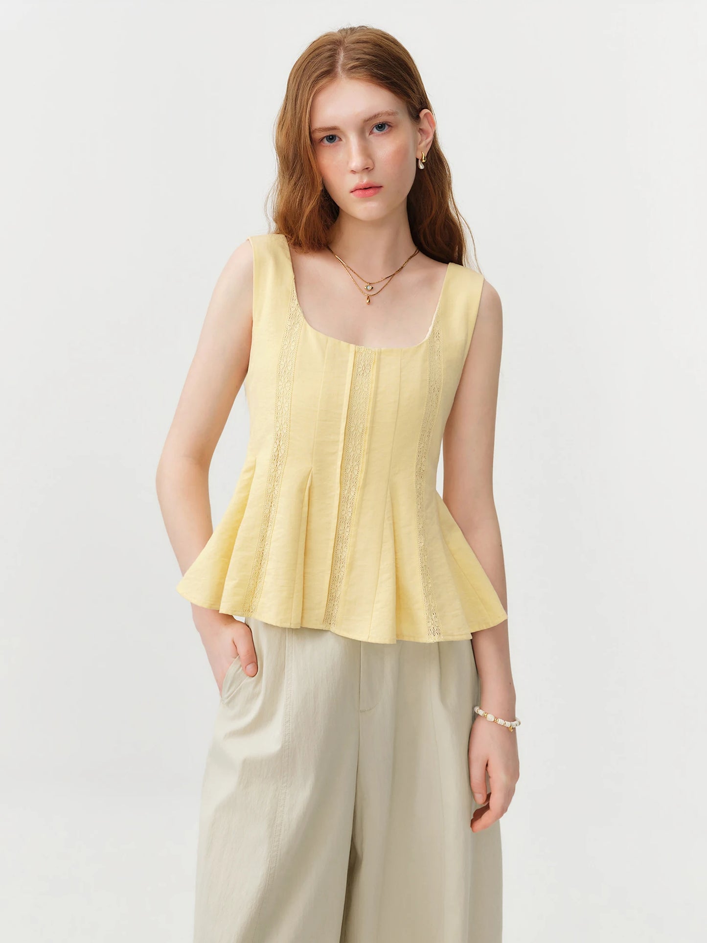 Butter Yellow Peplum Tank Top