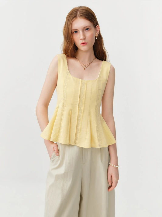 Butter Yellow Peplum Tank Top