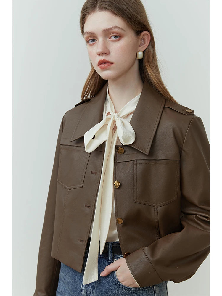 Dark Brown Leather Utility Jacket