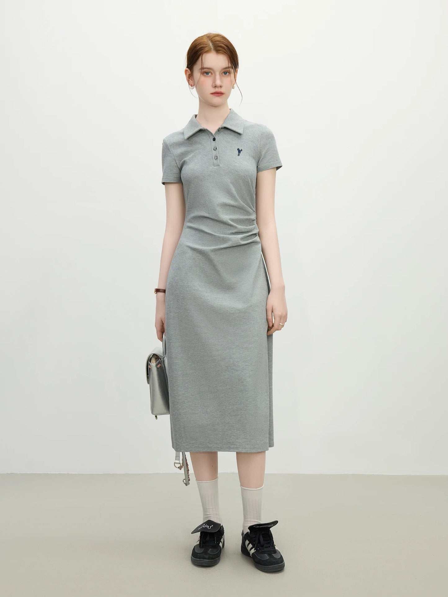 Sage Polo Collar Midi Dress