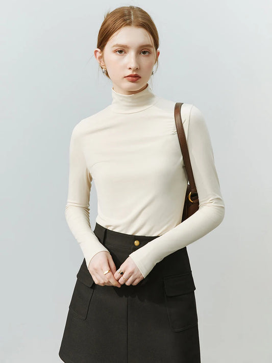 Ivory Slim Mock Neck Knit Top