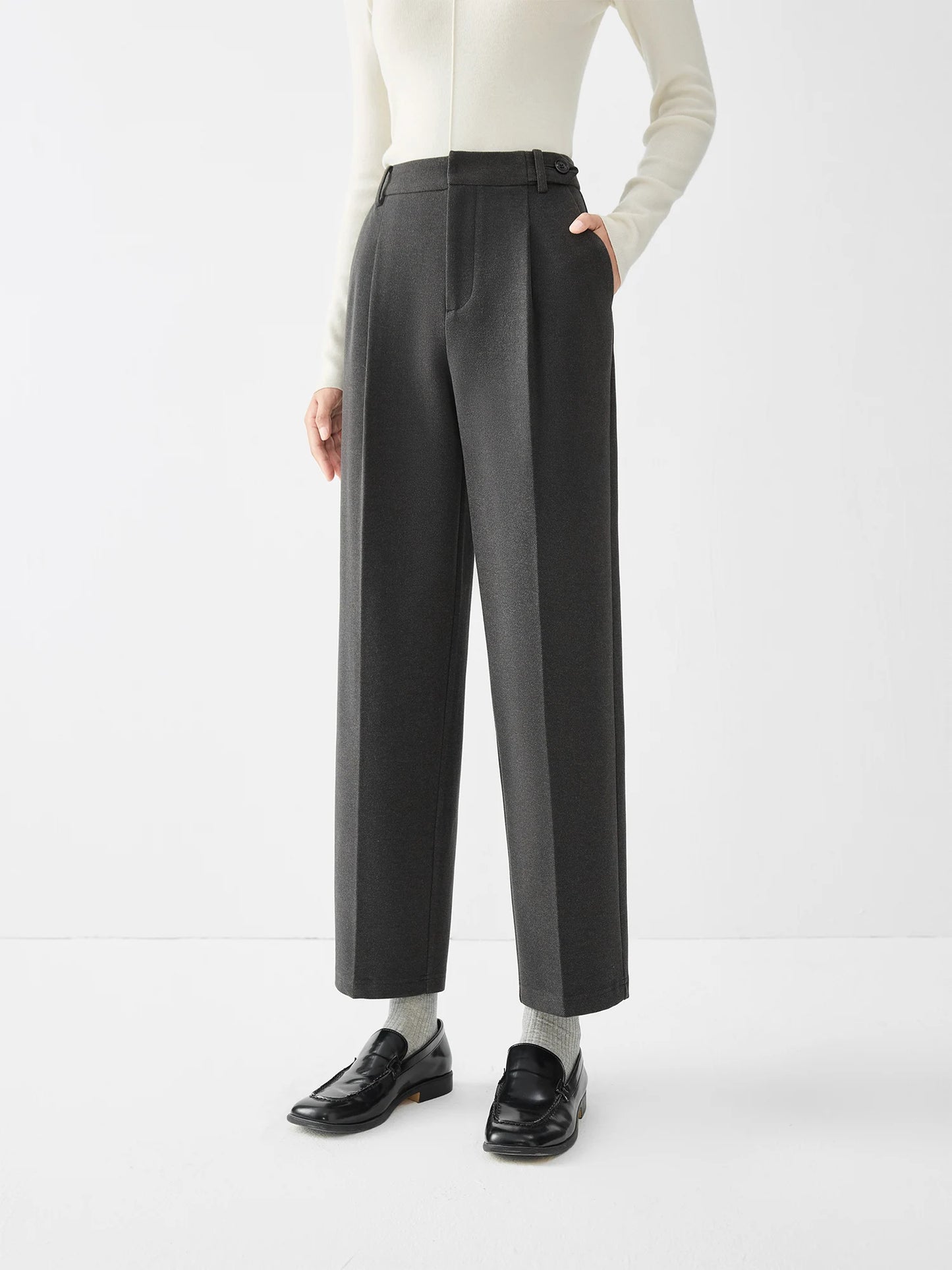 Charcoal Cropped Straight Leg Trousers