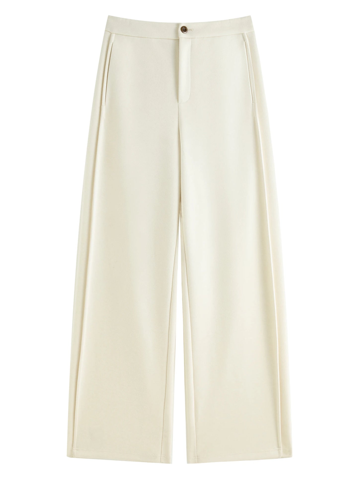Ivory High Waist Wide Leg Trousers