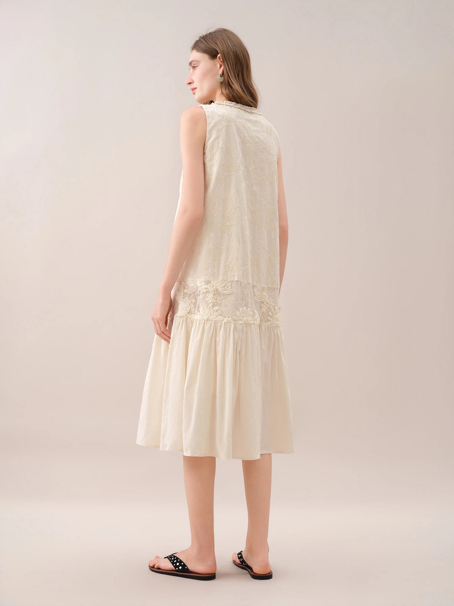 Champagne Tiered Satin Maxi Dress