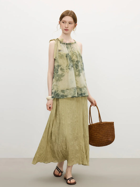 Olive Floral Layered Maxi Dress