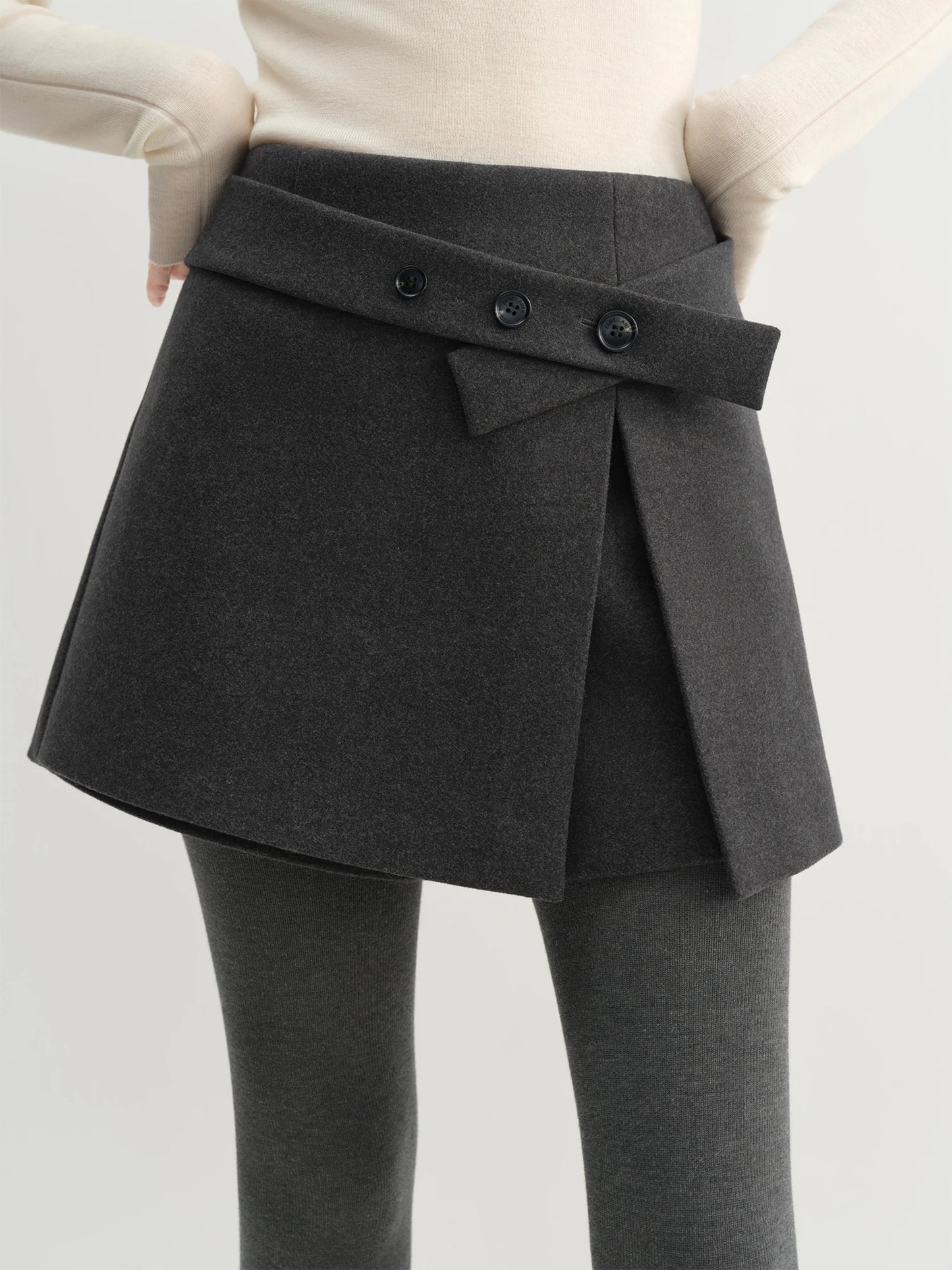 Charcoal Asymmetric Wrap Skort