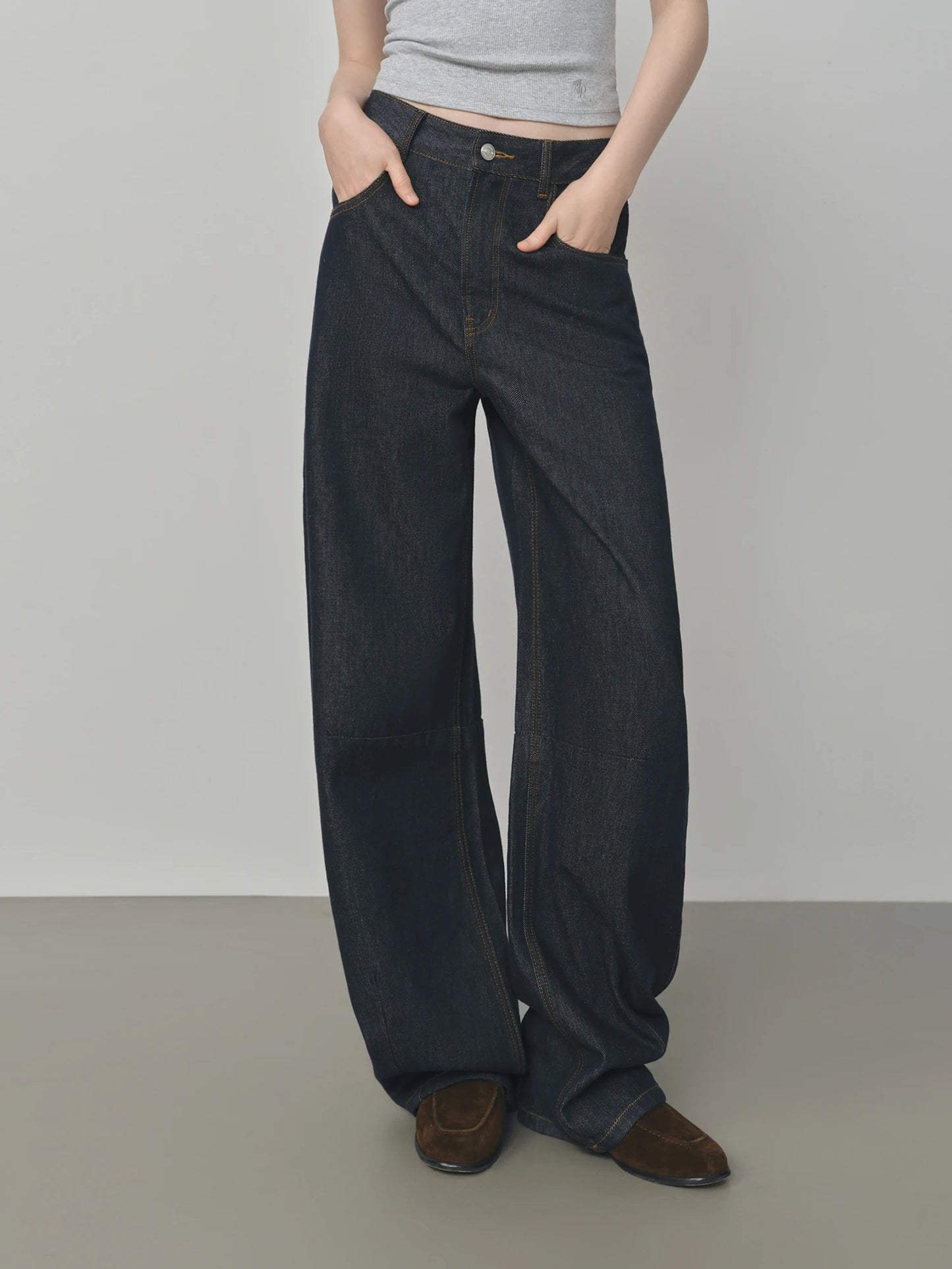 Charcoal Relaxed Wide Leg Jeans