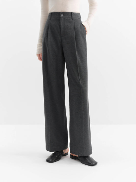 Charcoal High Waist Straight Trousers