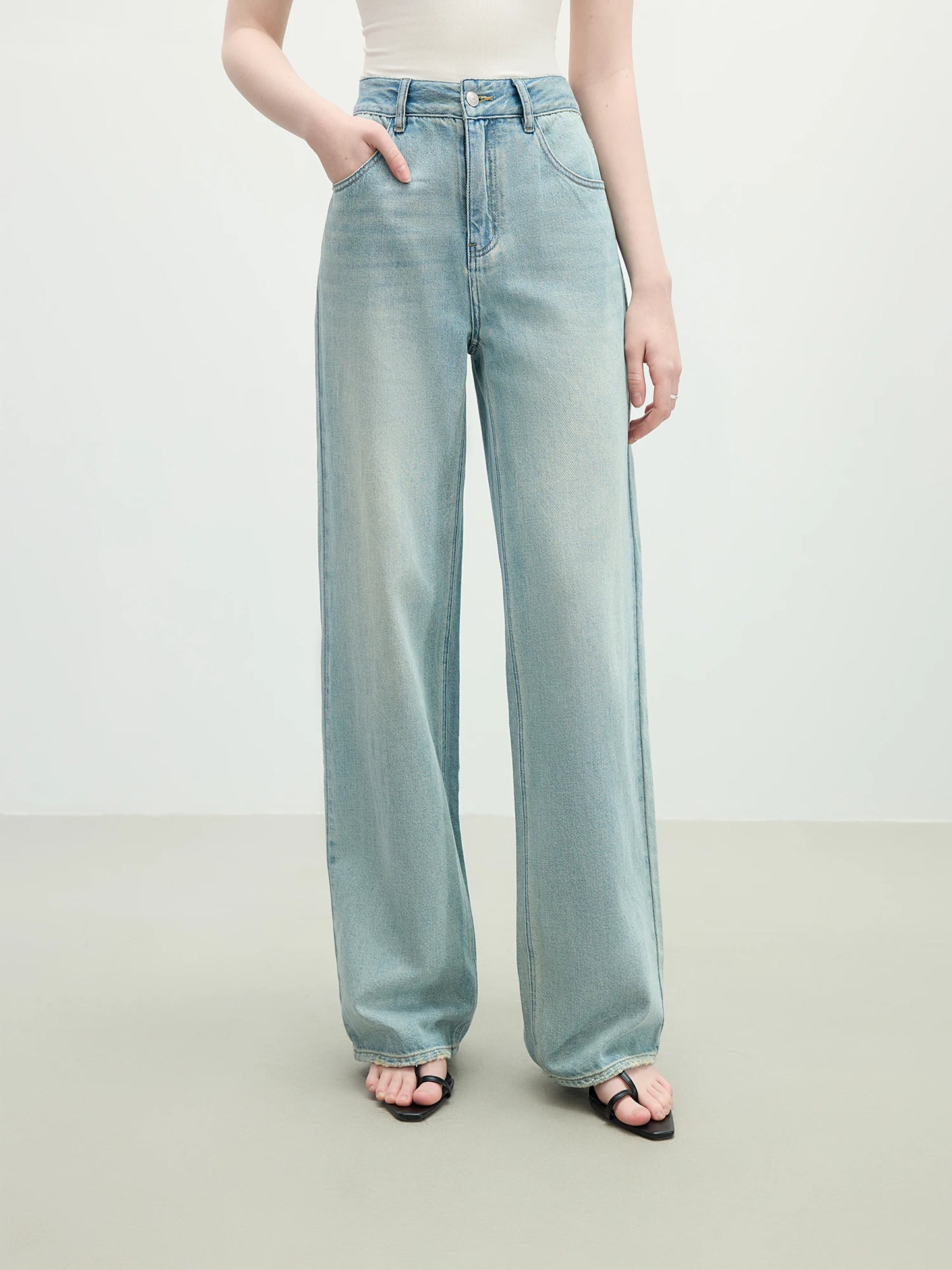 Pale Blue Wide Leg Jeans