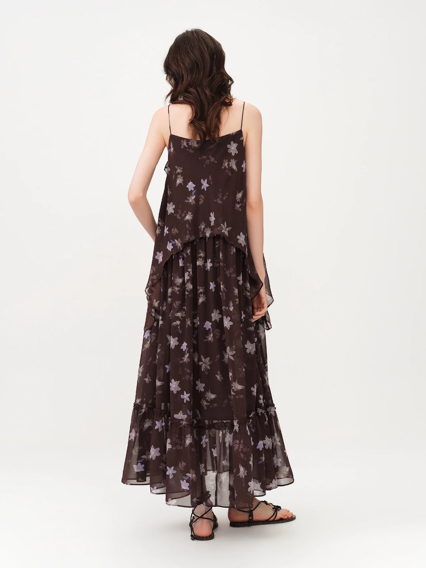 Brown Floral Halter Maxi Dress