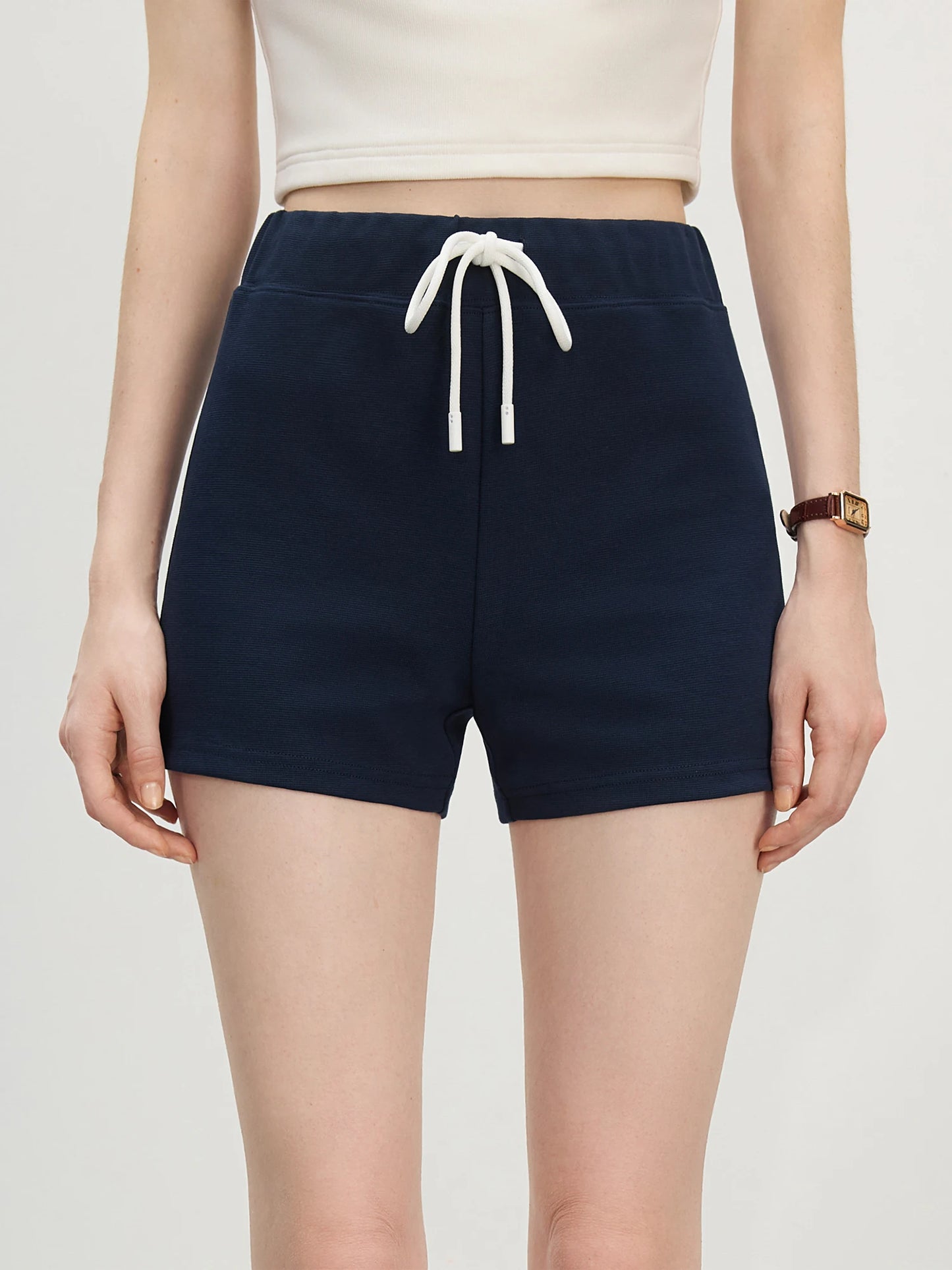 Navy Drawstring Knit Shorts