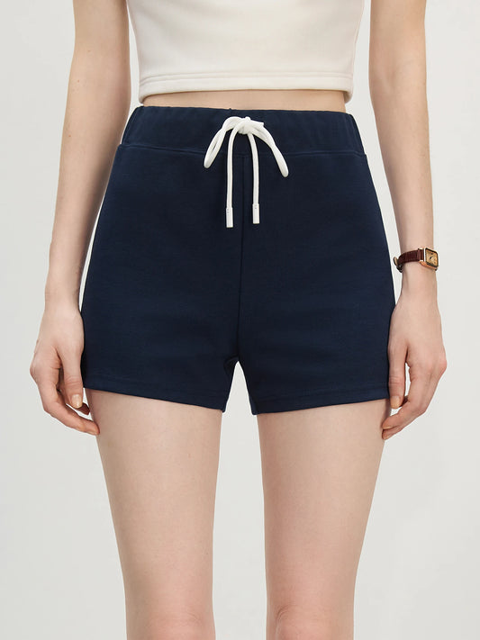 Navy Drawstring Knit Shorts