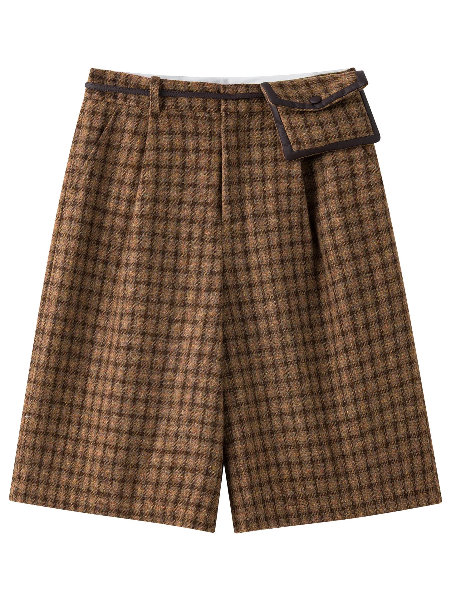 Brown Plaid Cargo Culottes