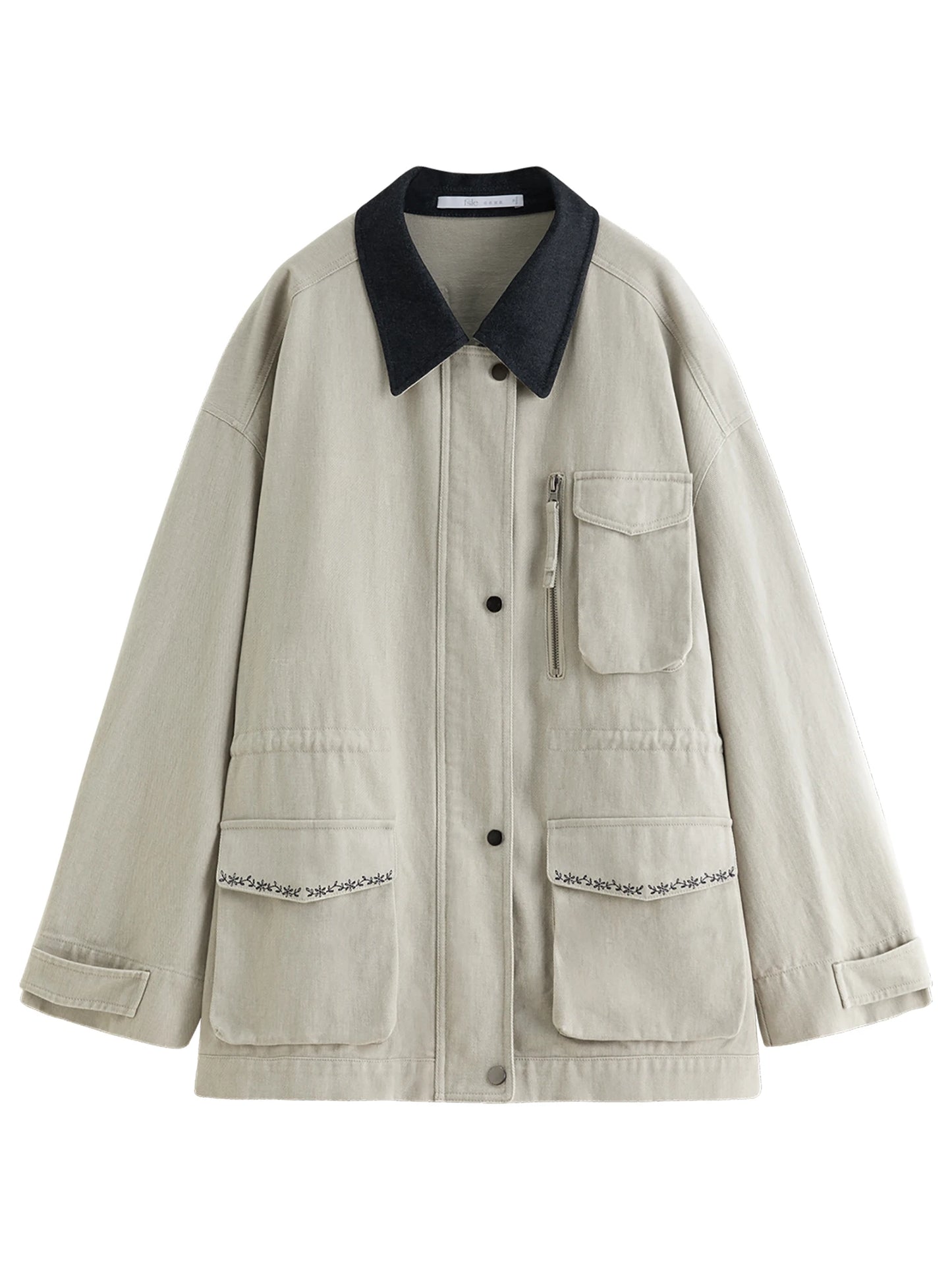 Sage Contrast Collar Utility Jacket