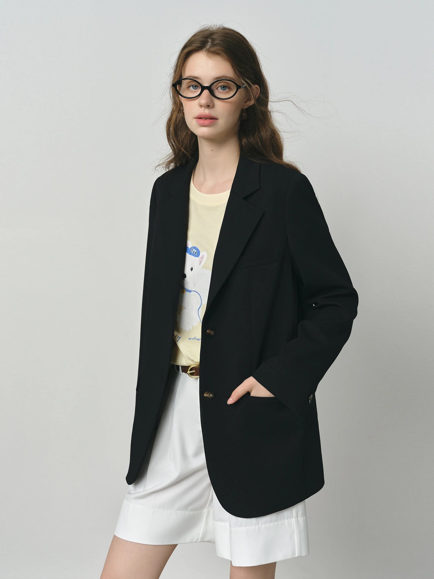 Ivory Single Button Tailored Blazer