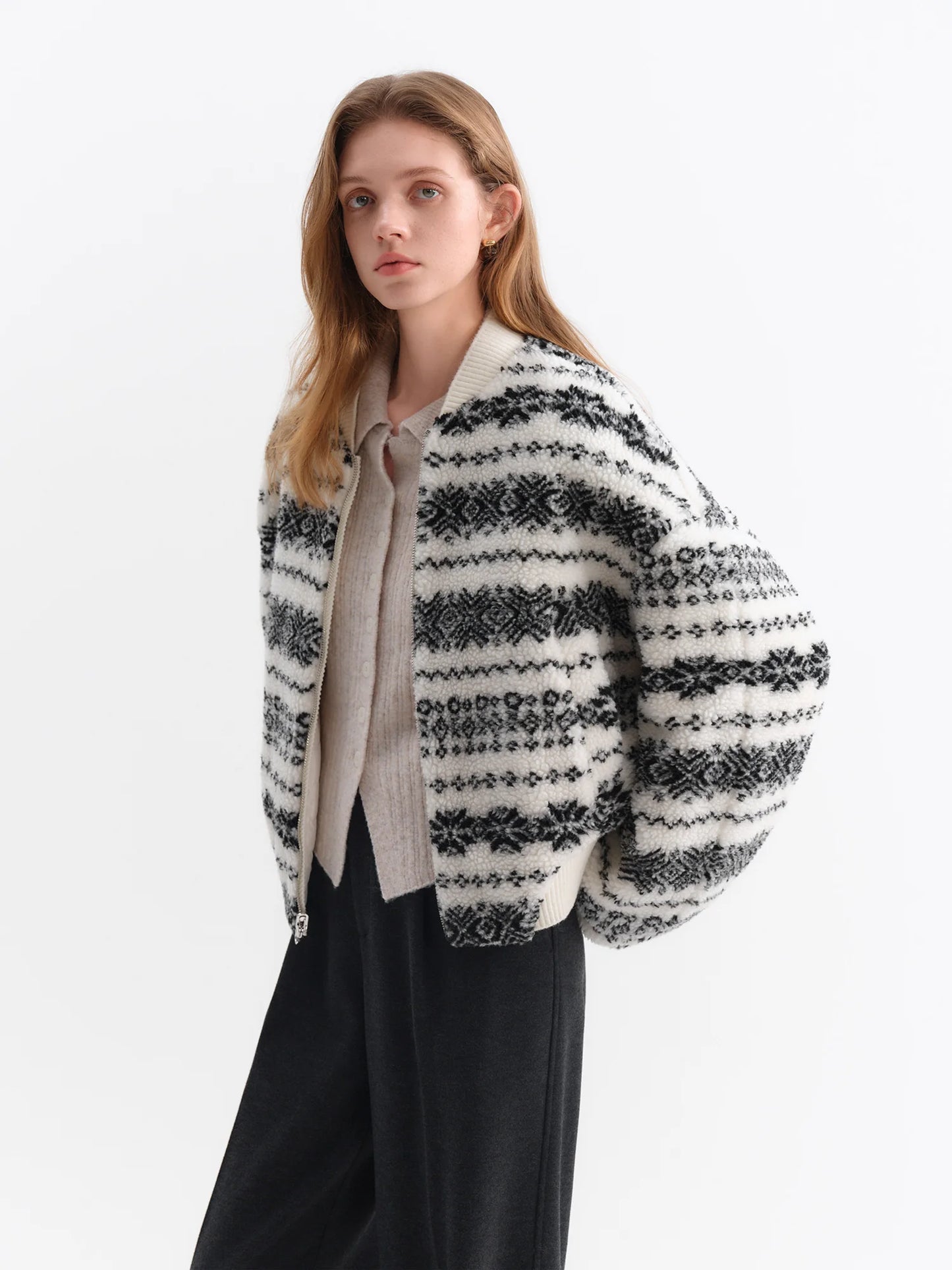 Black White Pattern Reversible Jacket