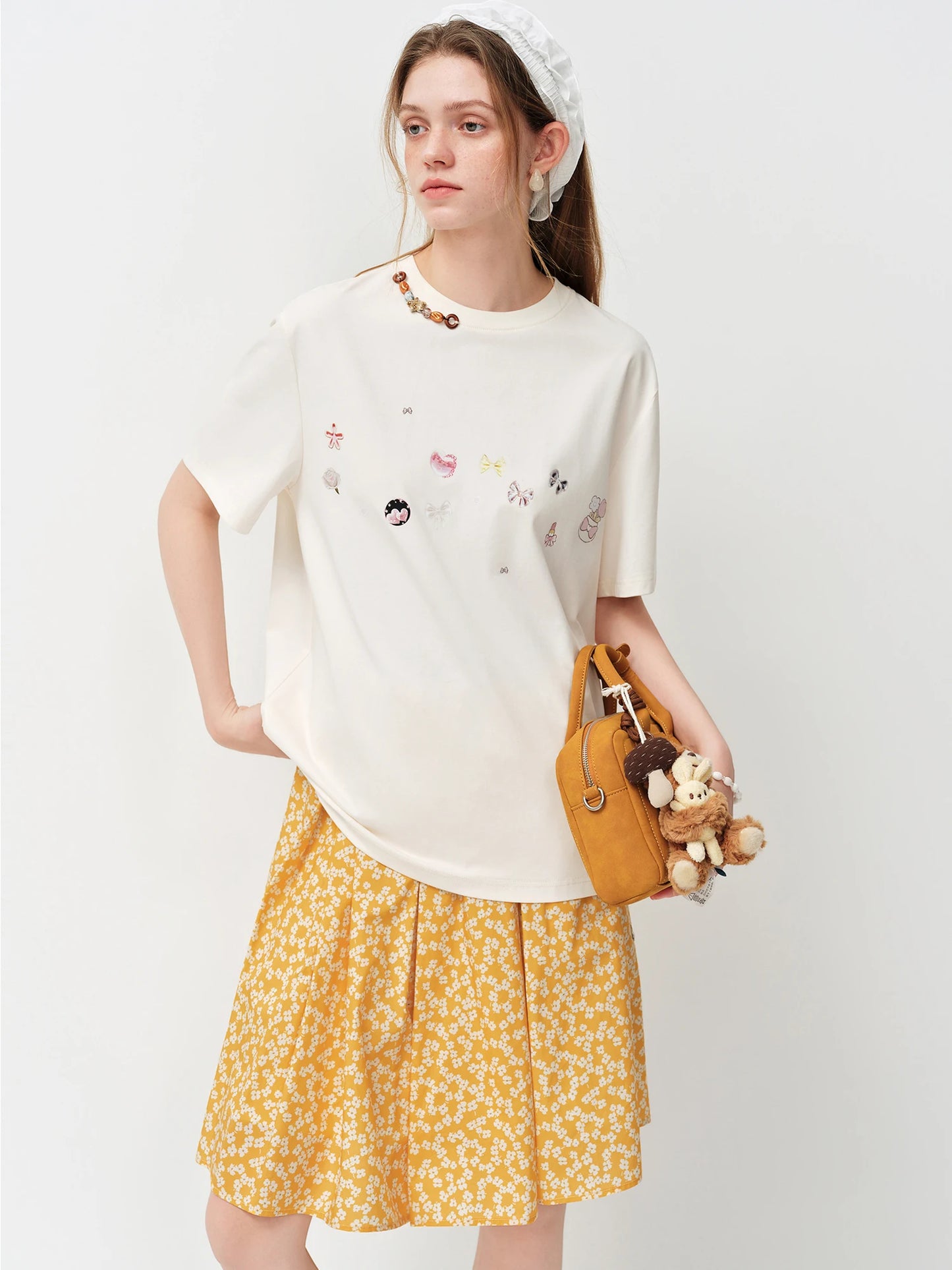 Black Embroidered Oversized Cotton Tee
