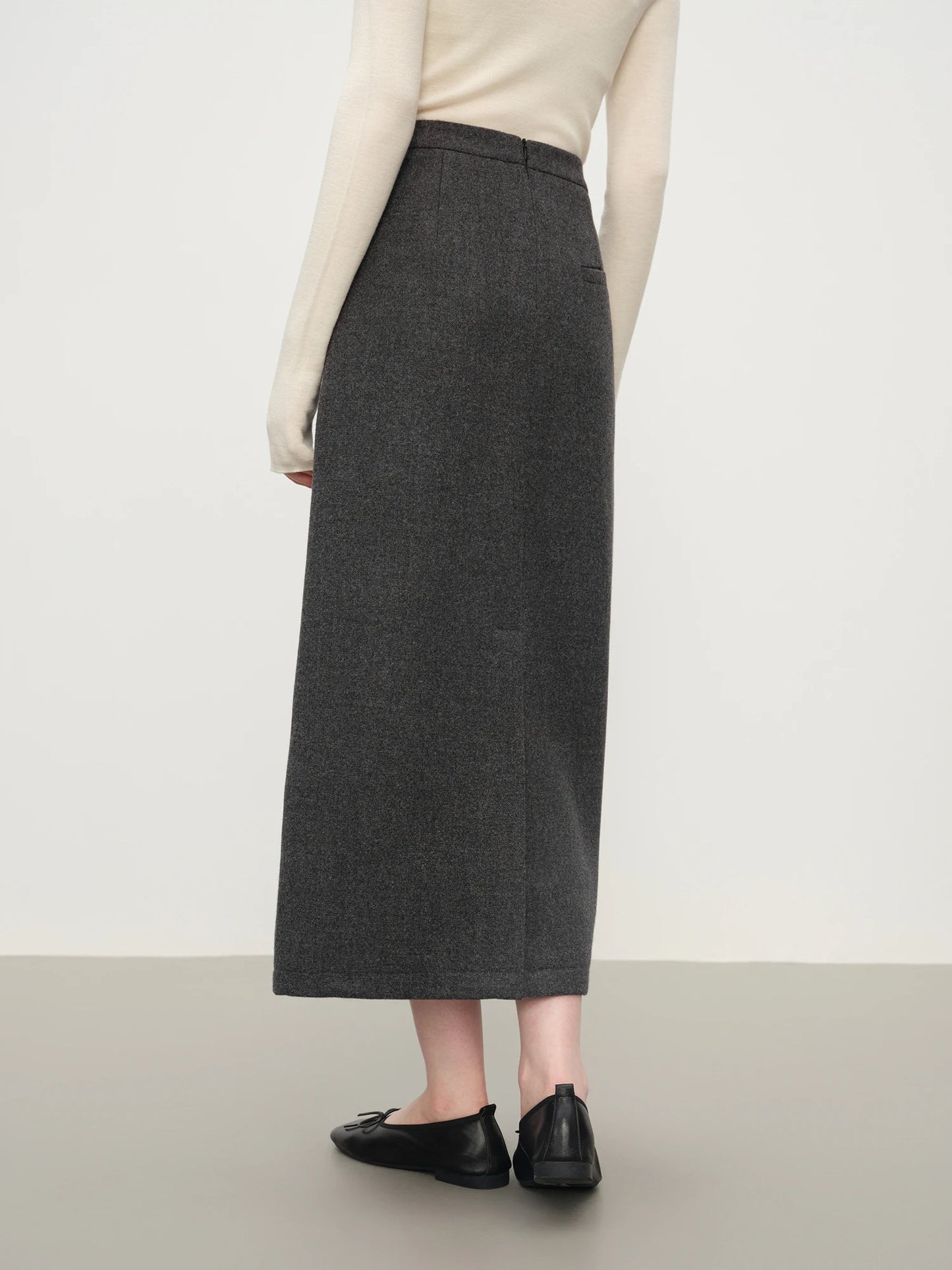 Charcoal Knit Straight Maxi Skirt