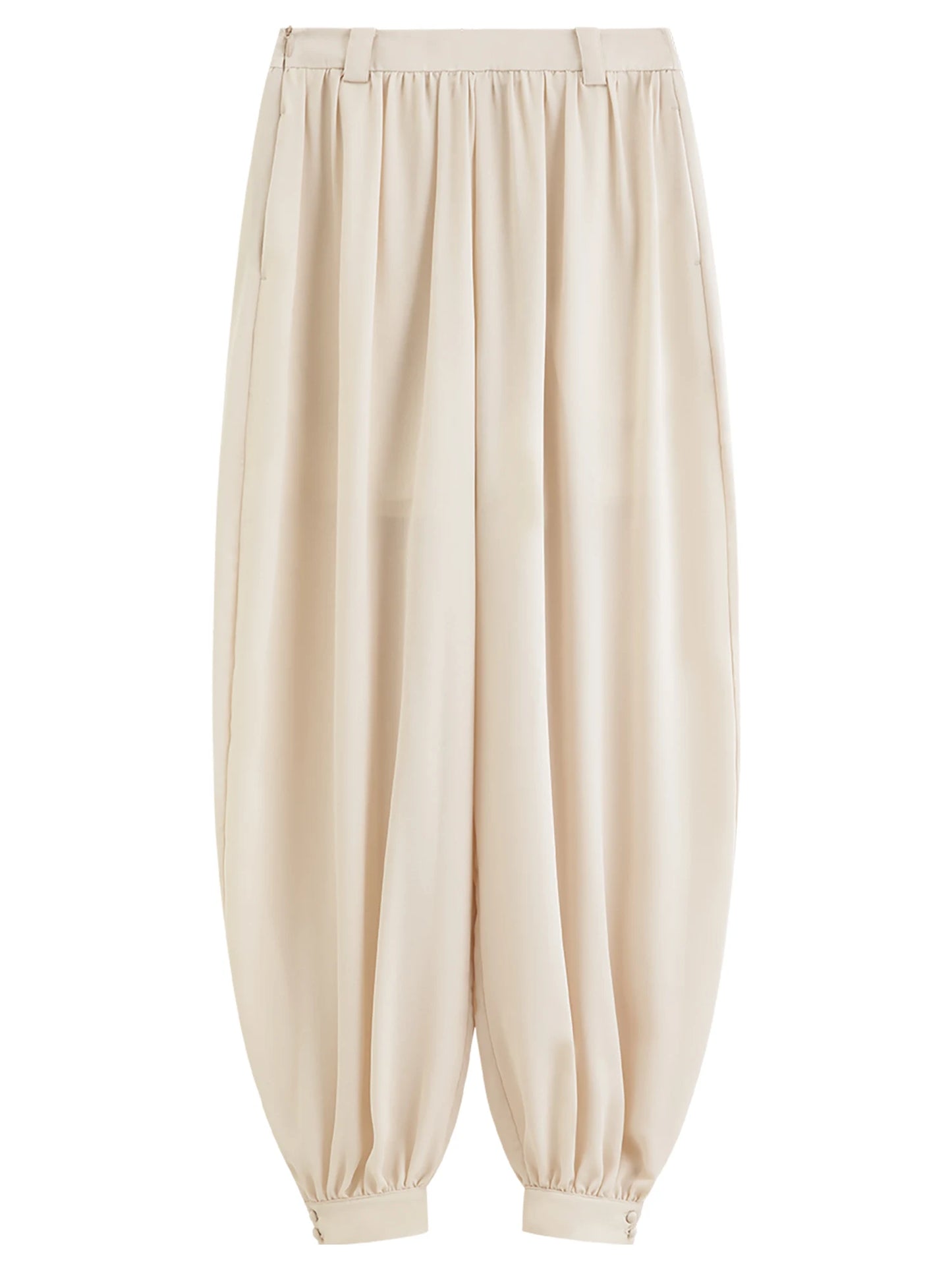Ivory Pleated Balloon Pants