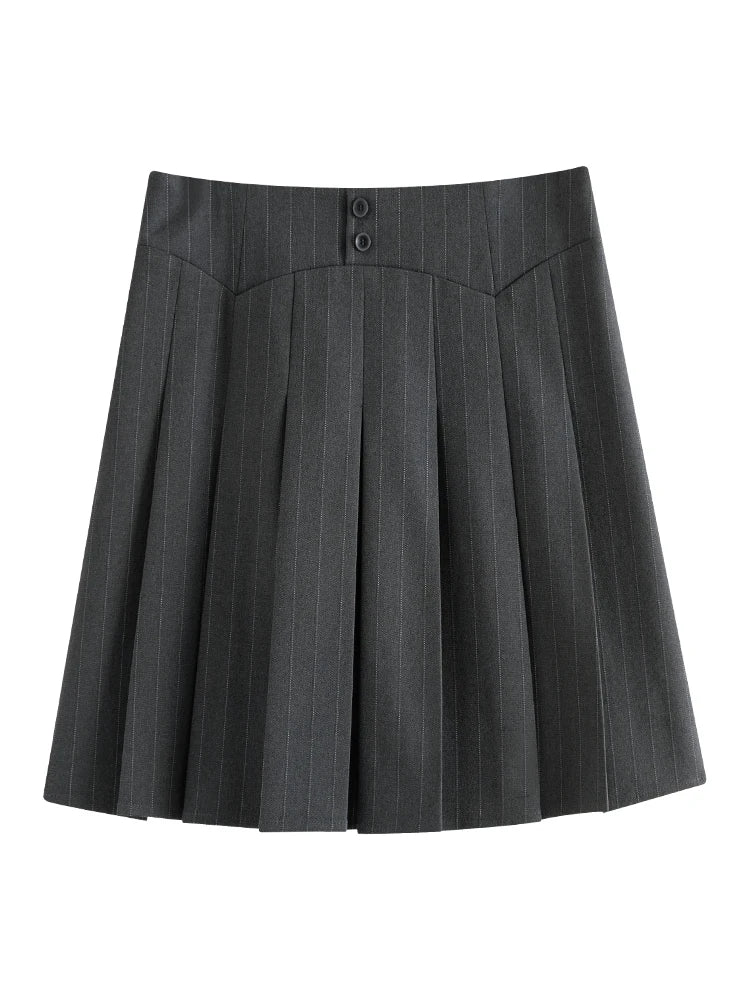 Charcoal Pleated A-Line Mini Skirt