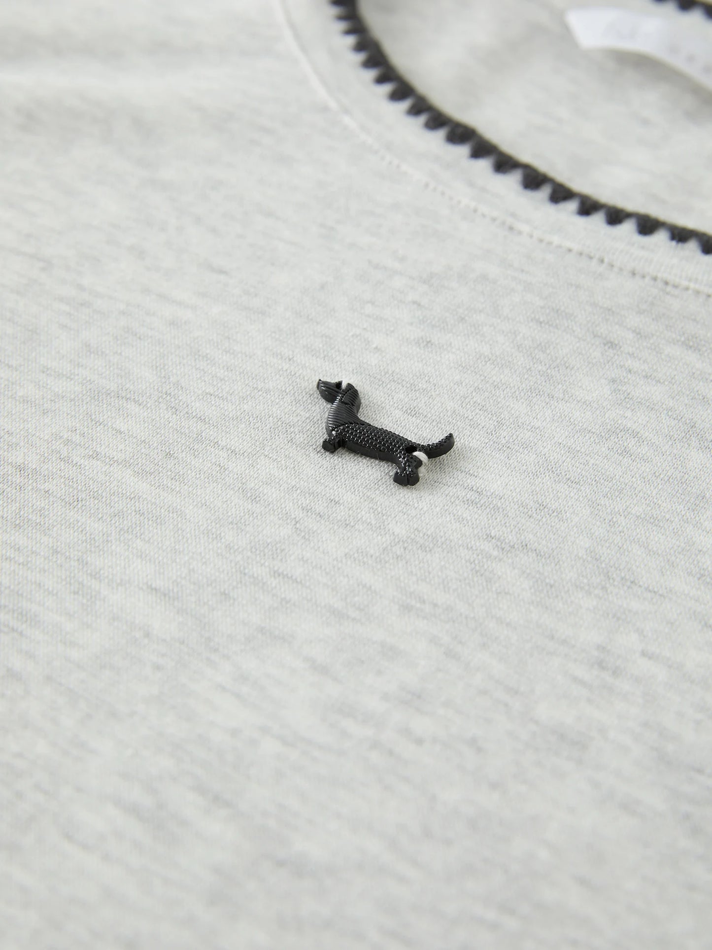 Grey Contrast Trim Fitted Knit Tee