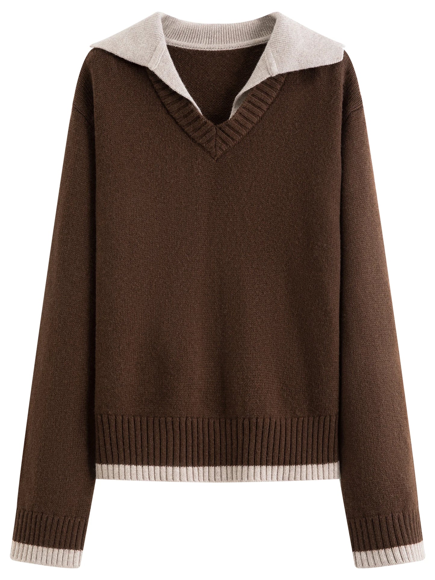 Charcoal Layered Collar Knit Sweater