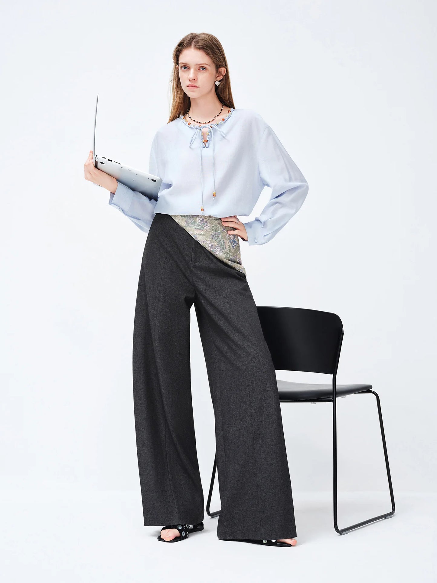 Black Fluid Wide Leg Trousers