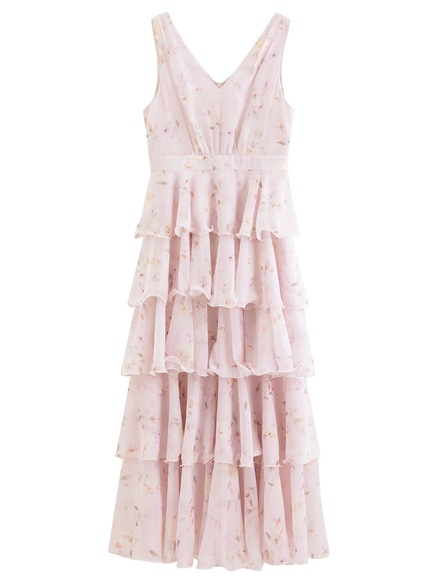 Butter Yellow Floral Tiered Maxi Dress