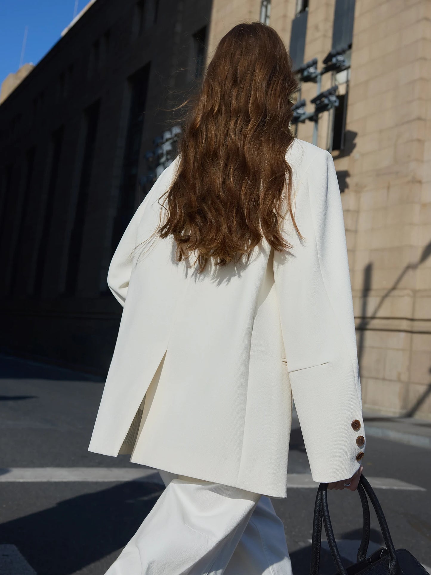 Ivory Single Button Relaxed Blazer