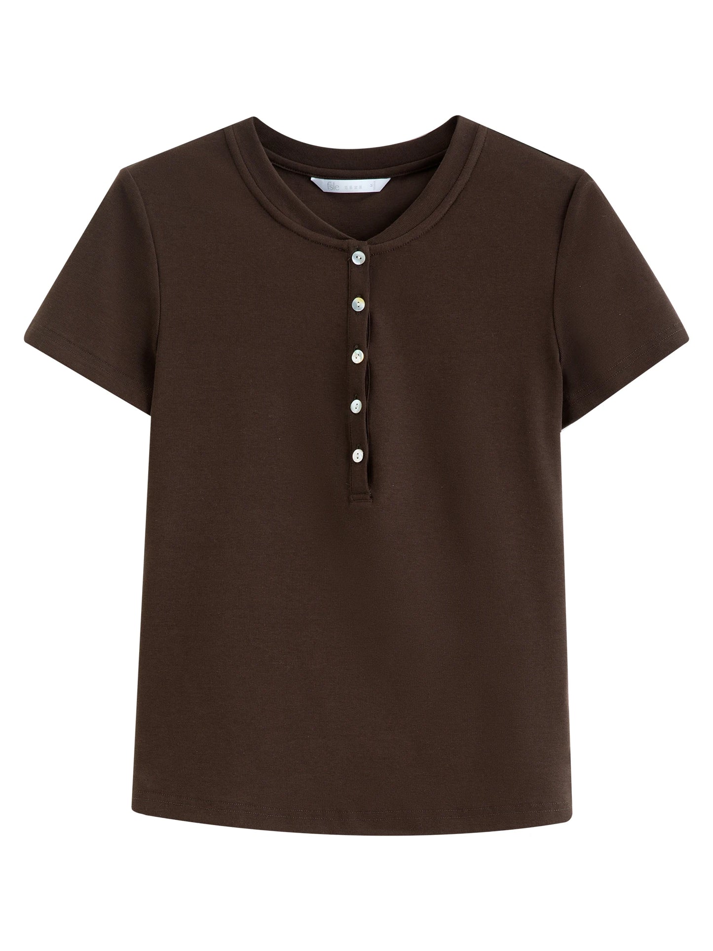 White Button Placket Lyocell Tee