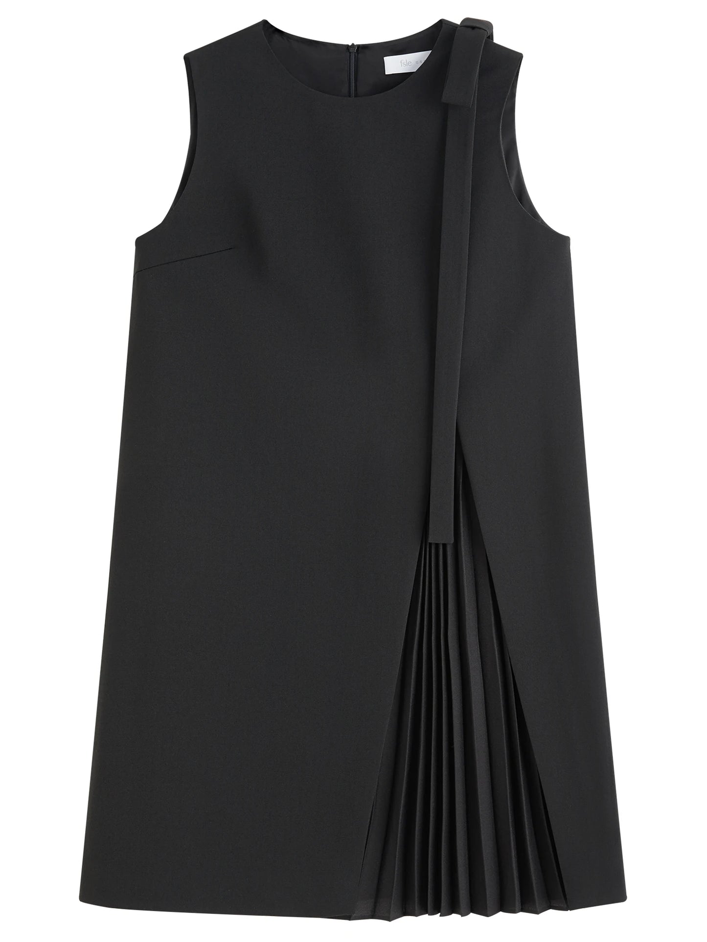 Black Pleated Panel Mini Dress