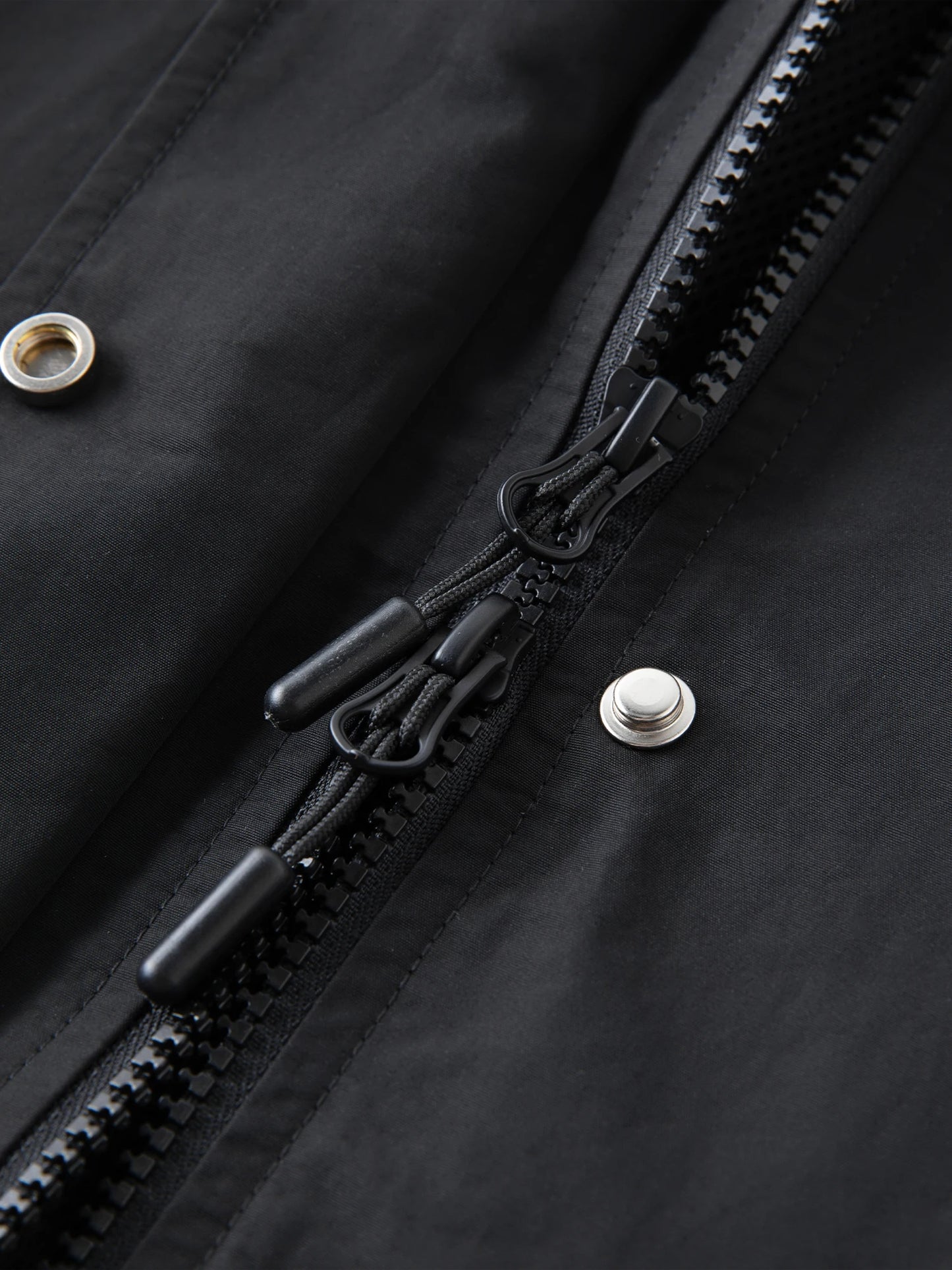 Black Reflective Drawstring Windbreaker
