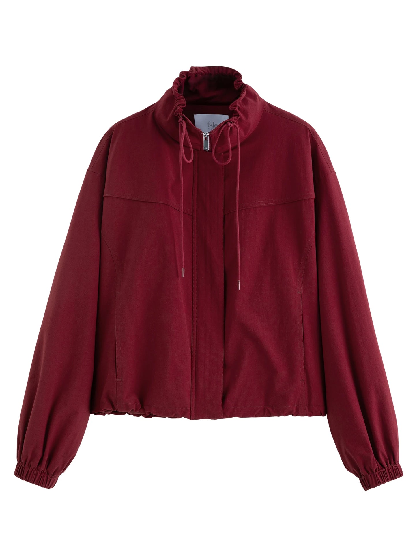 Burgundy Stand Collar Bomber Jacket