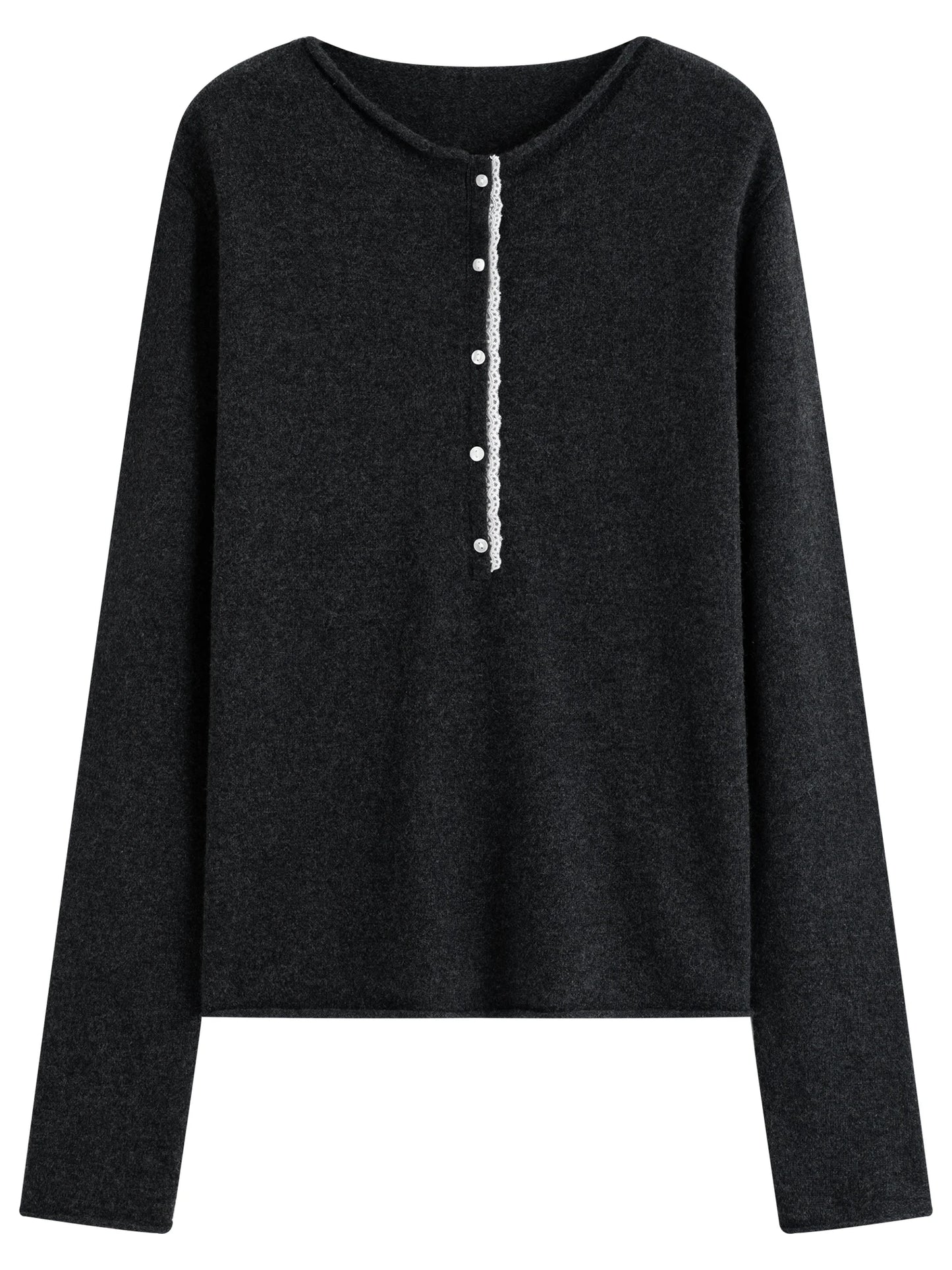 Black Lace Trim Knit Sweater