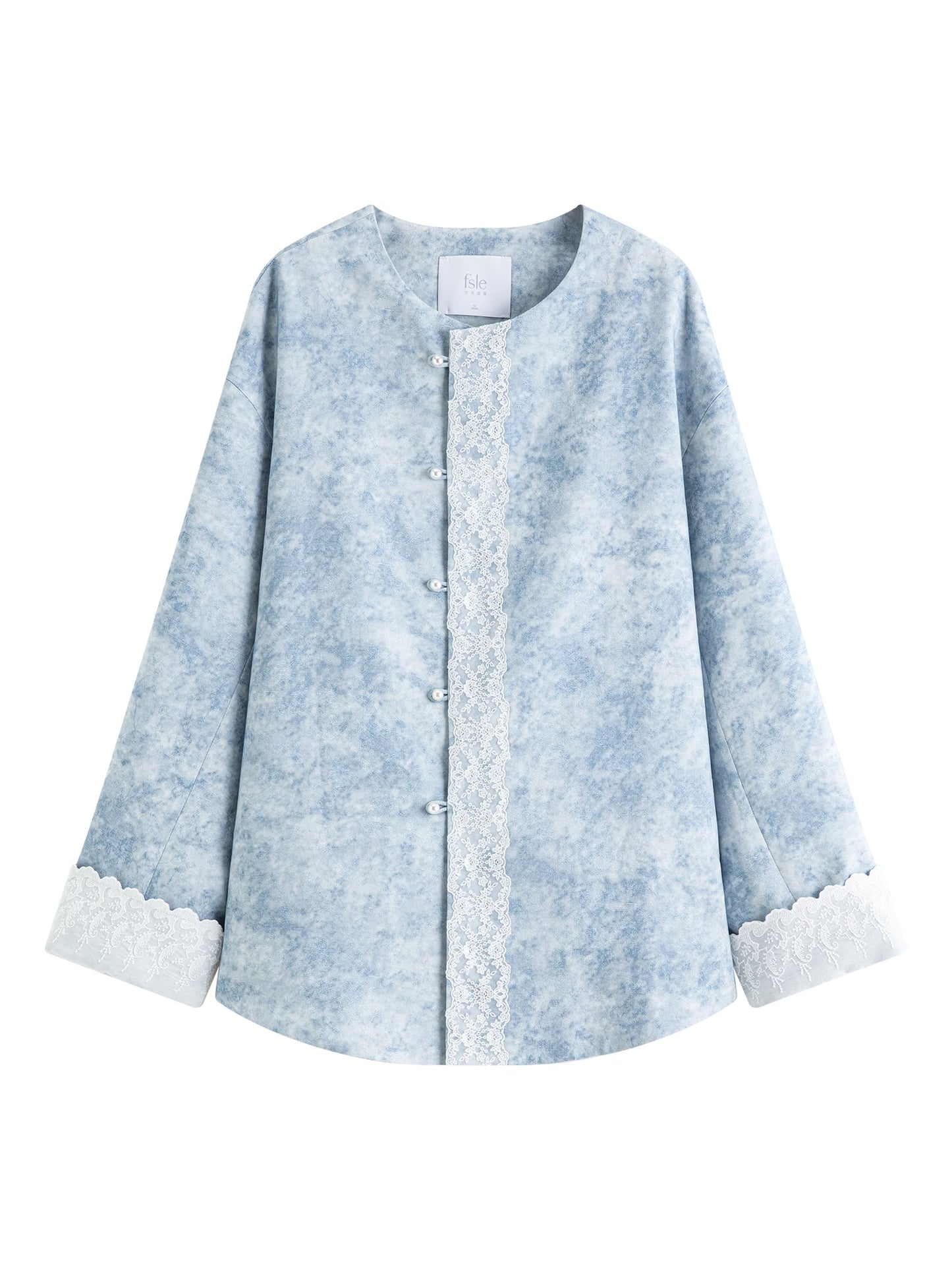 Pale Blue Floral Jacquard Jacket