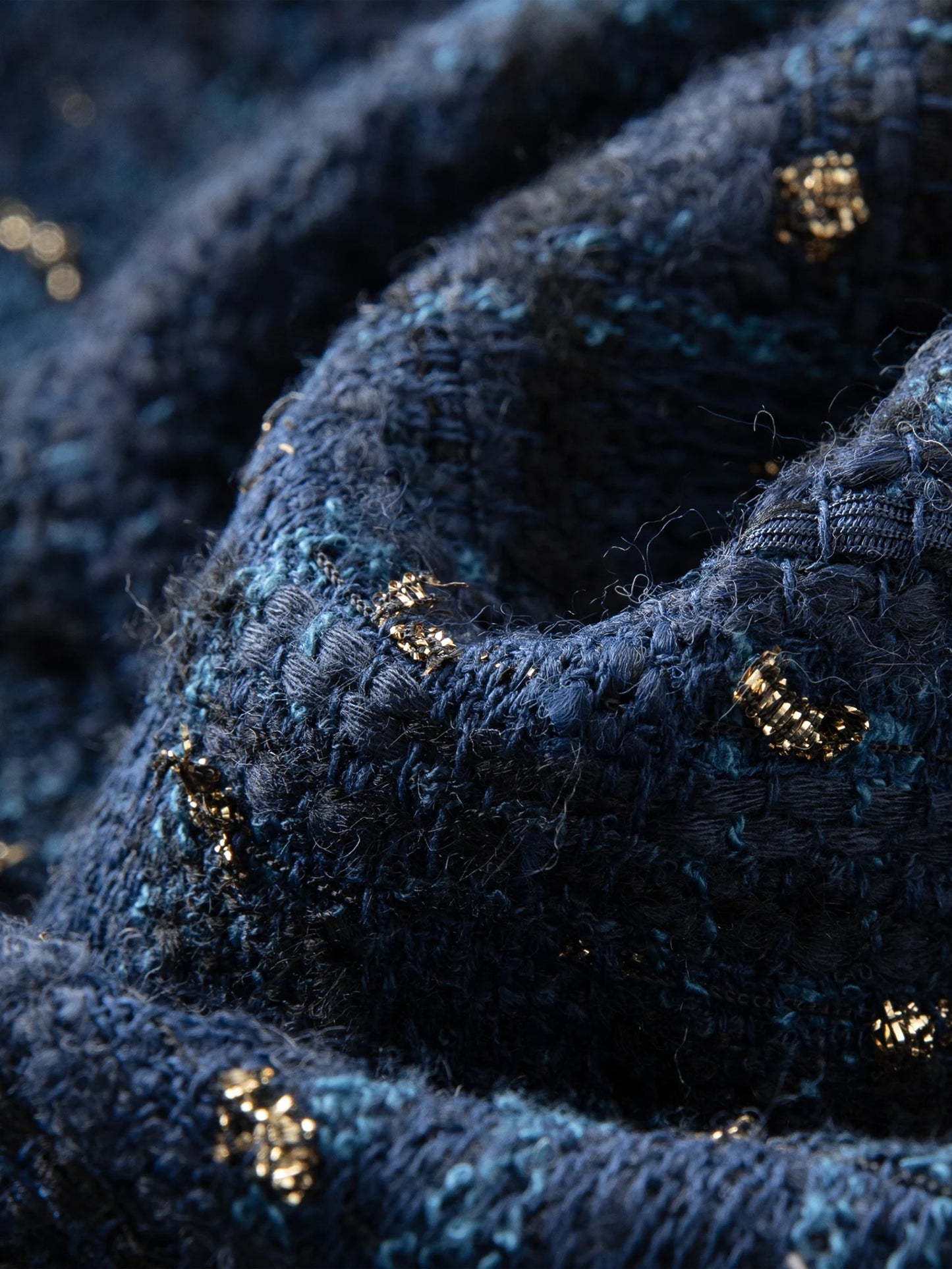 Navy Lace Trim Tweed Jacket